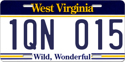 WV license plate 1QN015