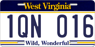 WV license plate 1QN016
