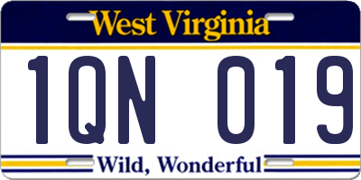 WV license plate 1QN019