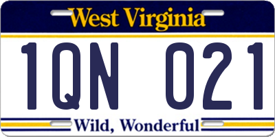 WV license plate 1QN021