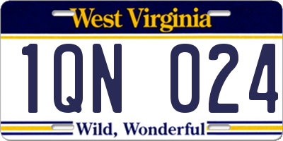 WV license plate 1QN024