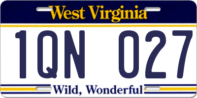 WV license plate 1QN027