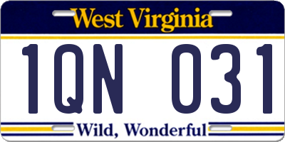 WV license plate 1QN031