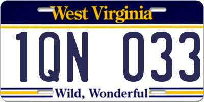 WV license plate 1QN033