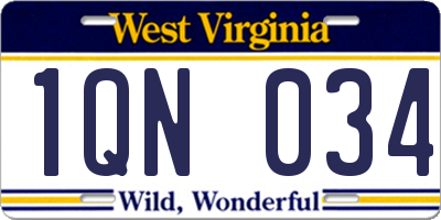 WV license plate 1QN034