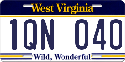 WV license plate 1QN040