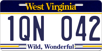 WV license plate 1QN042