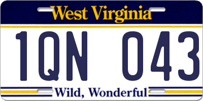 WV license plate 1QN043