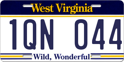 WV license plate 1QN044