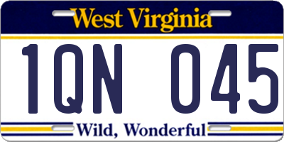 WV license plate 1QN045