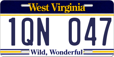 WV license plate 1QN047