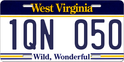 WV license plate 1QN050