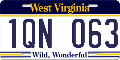 WV license plate 1QN063