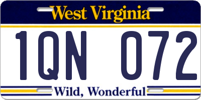 WV license plate 1QN072