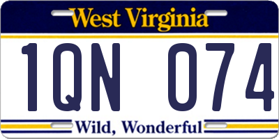 WV license plate 1QN074