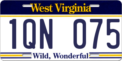 WV license plate 1QN075