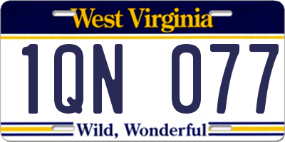 WV license plate 1QN077