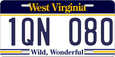 WV license plate 1QN080