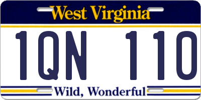 WV license plate 1QN110