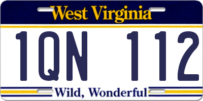 WV license plate 1QN112