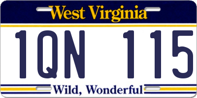 WV license plate 1QN115