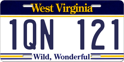 WV license plate 1QN121