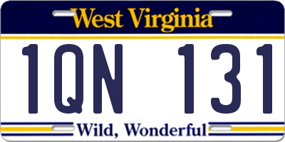 WV license plate 1QN131