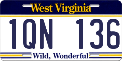 WV license plate 1QN136