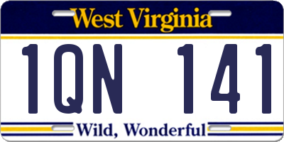 WV license plate 1QN141
