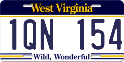 WV license plate 1QN154