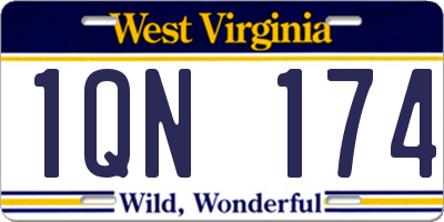 WV license plate 1QN174