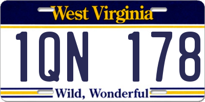 WV license plate 1QN178