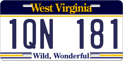 WV license plate 1QN181