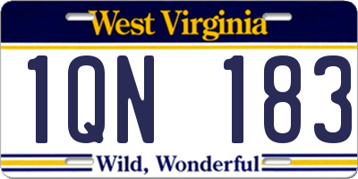 WV license plate 1QN183