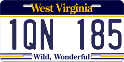 WV license plate 1QN185
