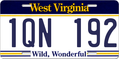 WV license plate 1QN192