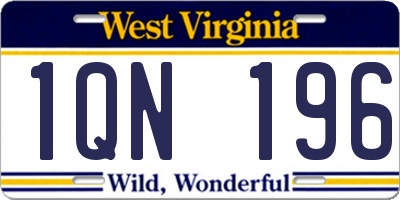 WV license plate 1QN196