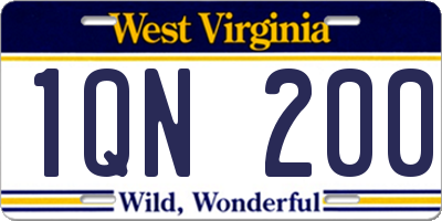 WV license plate 1QN200