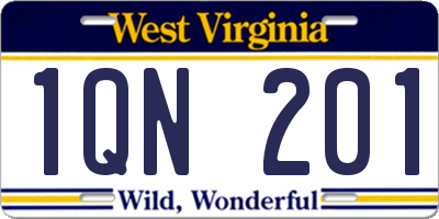 WV license plate 1QN201