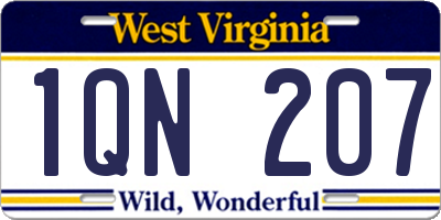 WV license plate 1QN207