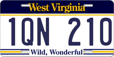 WV license plate 1QN210