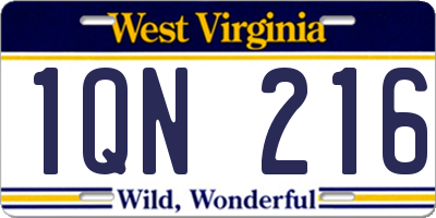 WV license plate 1QN216