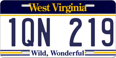 WV license plate 1QN219