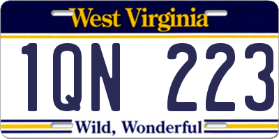 WV license plate 1QN223
