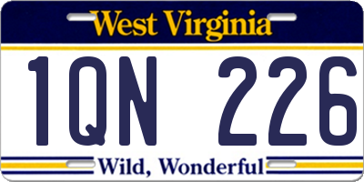 WV license plate 1QN226