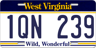 WV license plate 1QN239