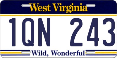 WV license plate 1QN243