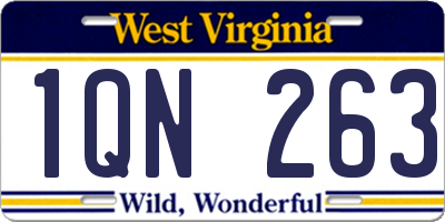 WV license plate 1QN263