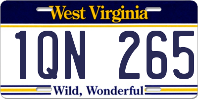 WV license plate 1QN265