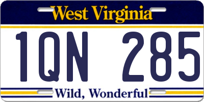 WV license plate 1QN285